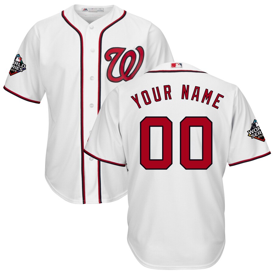Washington Nationals ACTIVE PLAYER Custom Majestic White 2019 World Series Bound Official Cool Base Stitched Jersey